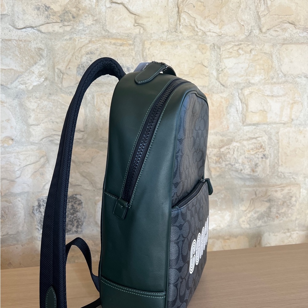 Coach Westway Signature Coach backpack NWT Authentic Amazon green - Picture 2 of 10